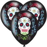 Ballonnen Halloween - 6x stuks - day of the dead - 27 cm - horror - halloweenfeestje