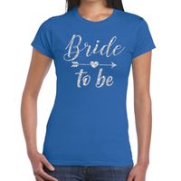 Bride to be Cupido zilver glitter t-shirt blauw dames - thumbnail