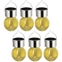 Sunnydays Solar sfeer hanglamp - 12x - tuin - lampenbol - geel - glas - 9 cm