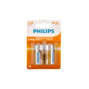 2x Philips Long Life LR14 C-batterijen 1,5 Volt   -