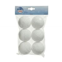 Sneeuwballen foam hang d8 cm wit 6st - Decoris