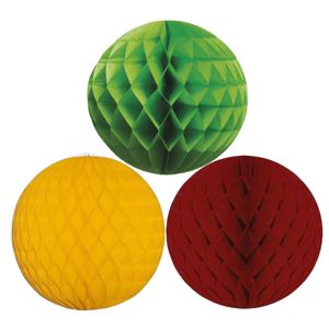 Kerstversiering set van 6x papieren kerstballen 10 cm groen goudgeel en bordeaux rood