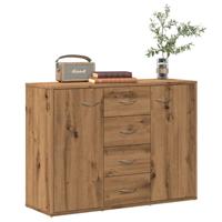 Dressoir 88x30x64 cm bewerkt hout artisanaal eikenkleur