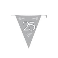 Folat Jubileum vlaggenlijnen - zilver - 6 meter - 25 jaar thema - feestartikelen