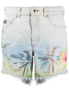 Versace Jeans Couture short en jean imprimé - Bleu