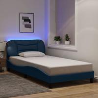 Bedframe met LED zonder matras "Hvar" 100x200 cm stof blauw