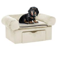 Hondenbank met lade 75x50x38 cm pluche crmekleurig