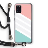 Strepen pastel: Samsung Galaxy A31 Transparant Hoesje met koord