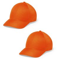 2x stuks oranje 6-panel baseballcap voor volwassenen - thumbnail