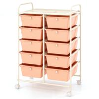 Rollwagen met 10 Stapelbare Lades Ladewagen Rollcontainer Badrollwagen Lichtroze Rollwagen met 10 Stapelbare Lades Ladewagen Rollcontainer Badrollwagen Lichtroze