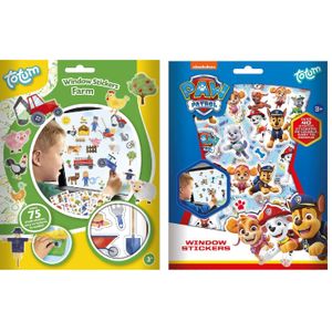 Kinder autoraam stickers combinatie set boerderij en Paw Patrol thema