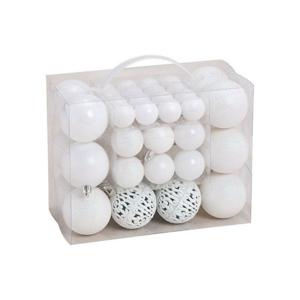 Kerstballen - set 50x st - wit - mix 3, 4 en 6 cm - kunststof - pakket