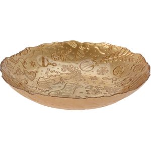 Glazen decoratie schaal/fruitschaal goud rond D30 x H6 cm