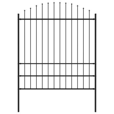 Tuinhek met speren bovenkant (1,75-2)x1,7 m staal zwart