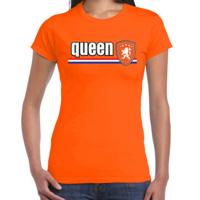 EK / WK supporter T-shirt - dames - Queen - schild / leeuw / vlag - Koningsdag