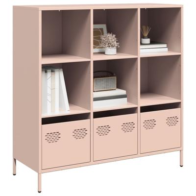 Hoge kast 101,5x39x103,5 cm staal roze