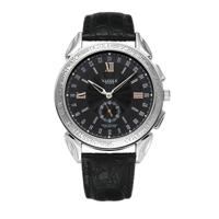 419 YAZOLE mannen mode Business leder Band Quartz Wrist Watch (zwart)
