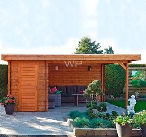 Woodpro Boxtel Tuinhuis 500x300 cm 28 mm vuren blank- Plat dak- Onbehandeld vurenhout- Woodpro
