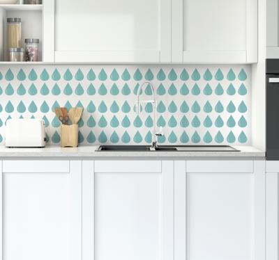 Turquoise druppels Muursticker keuken