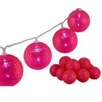 LED Lichtslingers/lichtsnoeren - 2x - 10 led bolletjes - D4 cm - rood - 200 cm - batterijen - thumbnail