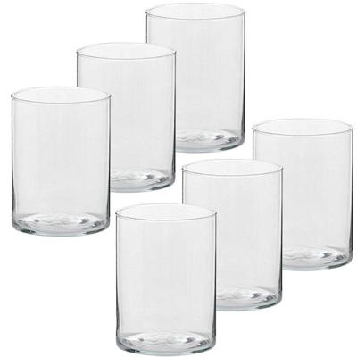 Trend Candles Theelichthouder - 6x - transparant glas - hoog model - 5,5 x 6,5 cm - Kaarsenhouders