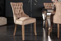 Elegante stoel CASTLE koffiefluweel landelijke stijl met comforthandgreep - 40468
