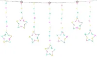 Lumineo kerstverlichting LED twinkelgordijn sterretjes 156 lampjes 1,2m, soft multicolor