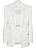 Balmain blazer satiné à logo en jacquard - Blanc - thumbnail