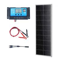 VEVOR 100W zonnepaneelkit 12V monokristallijne zonnemodule plus laadregelaar 8,33A zonnestelsel conversiepercentage van 23% Compatibel met AGM-, GEL-, FLD-, LI-batterijen Ideaal voor campers, jachten, huizen