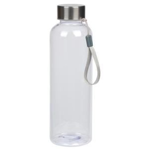 Waterfles met RVS schroefdop en nylon polslus - transparant - 550 ml - Sportfles - Bidon