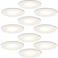 Set van 10 Venezia LED inbouwspots - 6 Watt 650 lumen - 2700K warm wit - Dimbaar - Rond - IP65 waterdicht - Wit - Voor binnen, buiten en badkamer