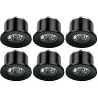 Velvalux LED Veranda Spot Verlichting - 6 Pack Inbouw Rond Mat Zwart - 1W Warm Wit 3000K Dimbaar Ø31mm