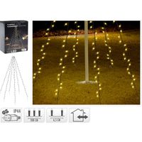 2x stuks LED vlaggenmast verlichting met 192 warm witte lampjes/lichtjes 208 cm hoog - thumbnail