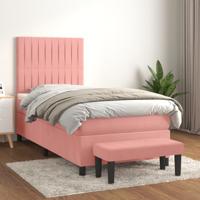 Boxspring met matras fluweel roze 80x200 cm
