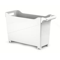 Opslag/opberg trolley container - ivoor wit - op wieltjes - L45 x B17 x H29 cm - kunststof