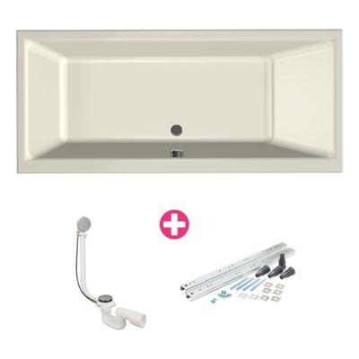Ligbad Xenz Kristal | Inbouw | 180x80 cm | Incl.Badafvoer | Met overloop | Acryl | Pergamon glans