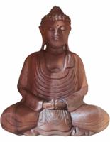 Houten Boeddha Beeld Meditatie Mudra Bali Indonesië - thumbnail