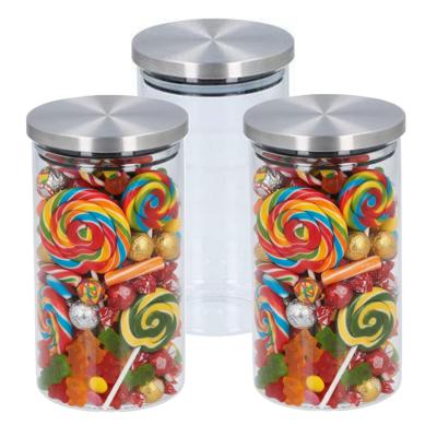 Alpina keuken en voedsel voorraadpot - Set van 3x stuks - snoeppot - glas - 950 ml - 10 x 18 cm - me