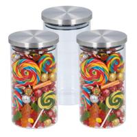 Alpina keuken en voedsel voorraadpot - Set van 3x stuks - snoeppot - glas - 950 ml - 10 x 18 cm - me