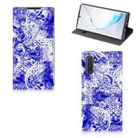 Mobiel BookCase Samsung Galaxy Note 10 Angel Skull Blauw