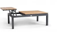Tierra Outdoor lounge tuintafel flip-up teak 120x80x43cm charcoal