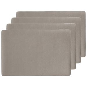 Zeller placemats lederlook - 4x - 45 x 30 cm - taupe - vegan leer - tafel onderleggers