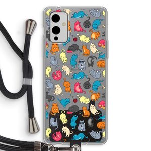Kleurrijke katten: OnePlus 9 Transparant Hoesje met koord