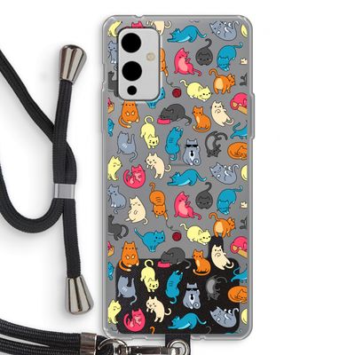 Kleurrijke katten: OnePlus 9 Transparant Hoesje met koord