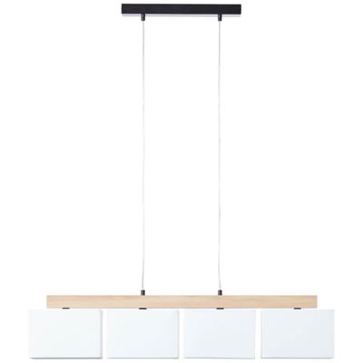 Brilliant HanglampRayan wit met hout - 99441/35