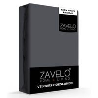 Zavelo Hoeslaken Velours Antraciet - Fluweel Zacht - 30 cm Hoekhoogte - Rondom Elastiek - Velvet -2-persoons (140/150... - thumbnail