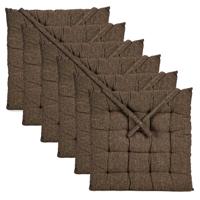 Stoelkussen Decorama - 6x - binnen/buiten - bruin - 40 x 40 x 5 cm - polyester Stoelkussen Decorama - 6x - binnen/buiten - bruin - 40 x 40 x 5 cm - polyester