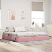 Opslag bed met matras met hoofdeinde Roze 200 x 200 cm Fluweel
