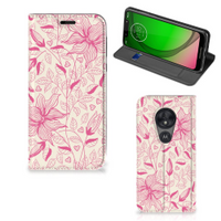 Motorola Moto G7 Play Smart Cover Pink Flowers