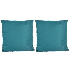 4x Bank/sier kussens voor binnen en buiten in de kleur petrol blauw 45 x 45 cm